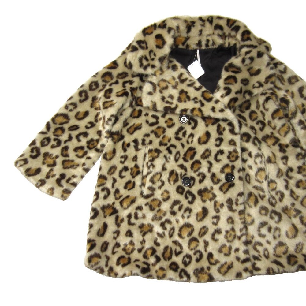 NWT Free People Sienna Leopard Faux Fur Double-Breasted Short Peacoat Jacket XS - Picture 4 of 7